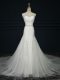 Ideal Sleeveless Court Train Lace and Belt Lace Up Wedding Gowns