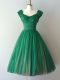 Lovely Green Quinceanera Court Dresses Prom and Party and Sweet 16 with Ruching V-neck Cap Sleeves Lace Up
