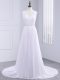 White Bridal Gown V-neck Sleeveless Brush Train Backless