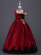 Floor Length A-line Sleeveless Wine Red Flower Girl Dresses Zipper