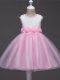 Eye-catching Baby Pink Sleeveless Tulle Zipper Pageant Gowns For Girls for Wedding Party