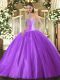 High Quality Beading Quinceanera Dresses Lavender Lace Up Sleeveless Floor Length
