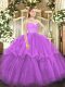 Zipper Sweet 16 Quinceanera Dress Fuchsia for Military Ball and Sweet 16 and Quinceanera with Beading and Lace and Ruffled Layers Brush Train