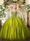 Elegant Olive Green Sleeveless Beading Floor Length Sweet 16 Dresses