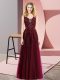 Charming Square Sleeveless Dress for Prom Floor Length Beading and Appliques Burgundy Tulle