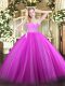 Sweetheart Sleeveless Tulle Quince Ball Gowns Beading and Lace Zipper