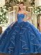 Ideal Blue Vestidos de Quinceanera Military Ball and Sweet 16 and Quinceanera with Beading and Ruffles Sweetheart Sleeveless Lace Up