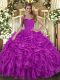 Organza Sleeveless Floor Length Sweet 16 Dress and Ruffles