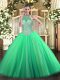 Fabulous Green Sleeveless Beading Floor Length 15 Quinceanera Dress