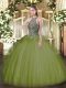 Exceptional Tulle Sleeveless Floor Length Sweet 16 Dresses and Beading