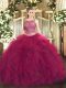 Vintage Tulle Sleeveless Floor Length 15 Quinceanera Dress and Beading and Ruffles