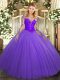 Long Sleeves Floor Length Lace Lace Up Ball Gown Prom Dress with Lavender
