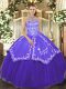 Hot Selling Halter Top Sleeveless Satin and Tulle Ball Gown Prom Dress Beading and Embroidery Lace Up