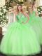 Decent Ball Gowns 15th Birthday Dress Halter Top Organza Sleeveless Floor Length Lace Up