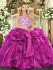 Sleeveless Lace Up Floor Length Beading and Appliques and Ruffles Sweet 16 Dresses