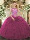 Classical Cap Sleeves Beading and Appliques and Ruffles Lace Up 15 Quinceanera Dress