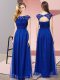 Colorful Floor Length Zipper Prom Dress Royal Blue for Prom and Party with Lace