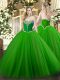 Fine Ball Gowns Quinceanera Gown Green Sweetheart Tulle Sleeveless Floor Length Lace Up