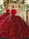 Beauteous Floor Length Wine Red Quinceanera Dress Strapless Sleeveless Lace Up