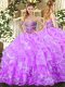 Delicate Sweetheart Sleeveless Organza Quinceanera Dress Beading and Ruffled Layers Lace Up