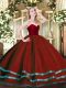 Wine Red Ball Gowns Ruffled Layers Quinceanera Gowns Zipper Tulle Sleeveless Floor Length