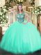 Apple Green Quinceanera Gowns Sweet 16 and Quinceanera with Beading Scoop Sleeveless Lace Up