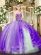 Sumptuous Lavender Ball Gowns Tulle Sweetheart Sleeveless Beading and Ruffles Floor Length Lace Up 15 Quinceanera Dress