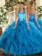 Top Selling Sleeveless Ruffles Lace Up Quince Ball Gowns