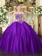 Artistic Purple Sleeveless Beading Floor Length Quinceanera Dress