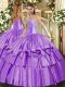 Beauteous Organza and Taffeta Sleeveless Floor Length Quinceanera Dress and Beading and Ruffled Layers