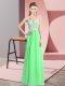 Extravagant Empire Homecoming Dress Apple Green V-neck Chiffon Sleeveless Floor Length Zipper