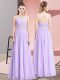 Lavender Empire Scoop Sleeveless Chiffon Floor Length Lace Up Beading Prom Dress