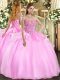 Deluxe Sweetheart Sleeveless Lace Up Sweet 16 Quinceanera Dress Lilac Organza and Tulle