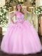 Super Organza Sleeveless Floor Length Quince Ball Gowns and Beading