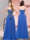Stylish Blue Sweetheart Neckline Embroidery Homecoming Dress Sleeveless Lace Up