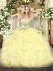 Yellow Sweetheart Lace Up Beading and Ruffles Quinceanera Dresses Sleeveless
