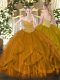 Trendy Organza Sleeveless Floor Length 15th Birthday Dress and Beading and Ruffles