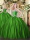 Fantastic Satin Sweetheart Sleeveless Lace Up Beading 15 Quinceanera Dress in Green