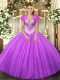 Sweetheart Sleeveless Lace Up Sweet 16 Quinceanera Dress Lilac Tulle