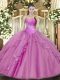 Most Popular Sleeveless Lace Up Floor Length Beading Sweet 16 Quinceanera Dress