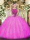 Lilac Scoop Zipper Beading and Ruffles Quince Ball Gowns Sleeveless
