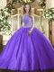 Excellent Floor Length Ball Gowns Sleeveless Lavender Quinceanera Dresses Lace Up