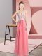 Lace Dress for Prom Watermelon Red Zipper Sleeveless Floor Length