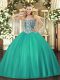 Affordable Turquoise Sweetheart Lace Up Beading Sweet 16 Dresses Sleeveless