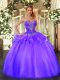 Dramatic Purple Lace Up Quince Ball Gowns Beading Sleeveless Floor Length