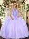 Fine Floor Length Ball Gowns Sleeveless Lavender Sweet 16 Dress Lace Up