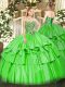 Ball Gowns Organza and Taffeta Sweetheart Sleeveless Beading and Ruffled Layers Floor Length Lace Up Sweet 16 Quinceanera Dress