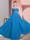 Decent Blue Sleeveless Chiffon Clasp Handle Prom Dress for Prom and Party
