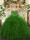 Unique Sleeveless Floor Length Beading Lace Up Sweet 16 Dress with Green