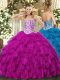 Suitable Tulle Sleeveless Floor Length Ball Gown Prom Dress and Beading and Ruffles